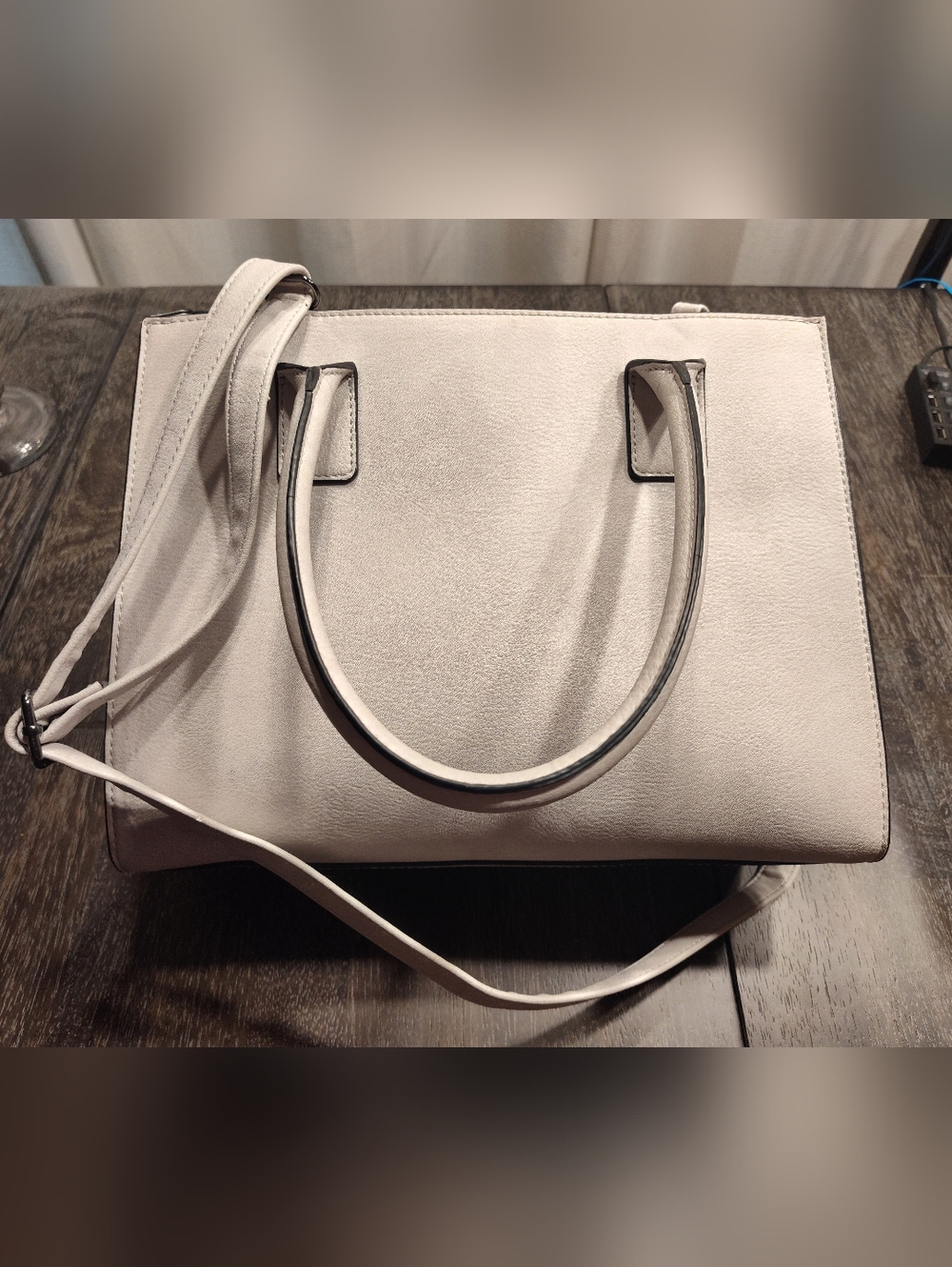 Mix No. 6, Antique White/Light Gray, Double Handle Handbag, Floral